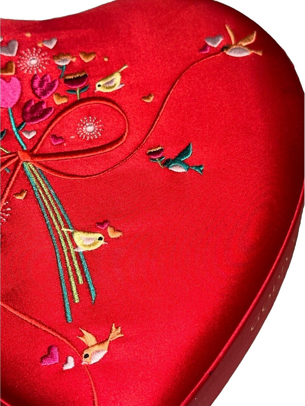 Vintage Empty Embroidered Satin Godiva Valentine Heart Chocolate Candy Box